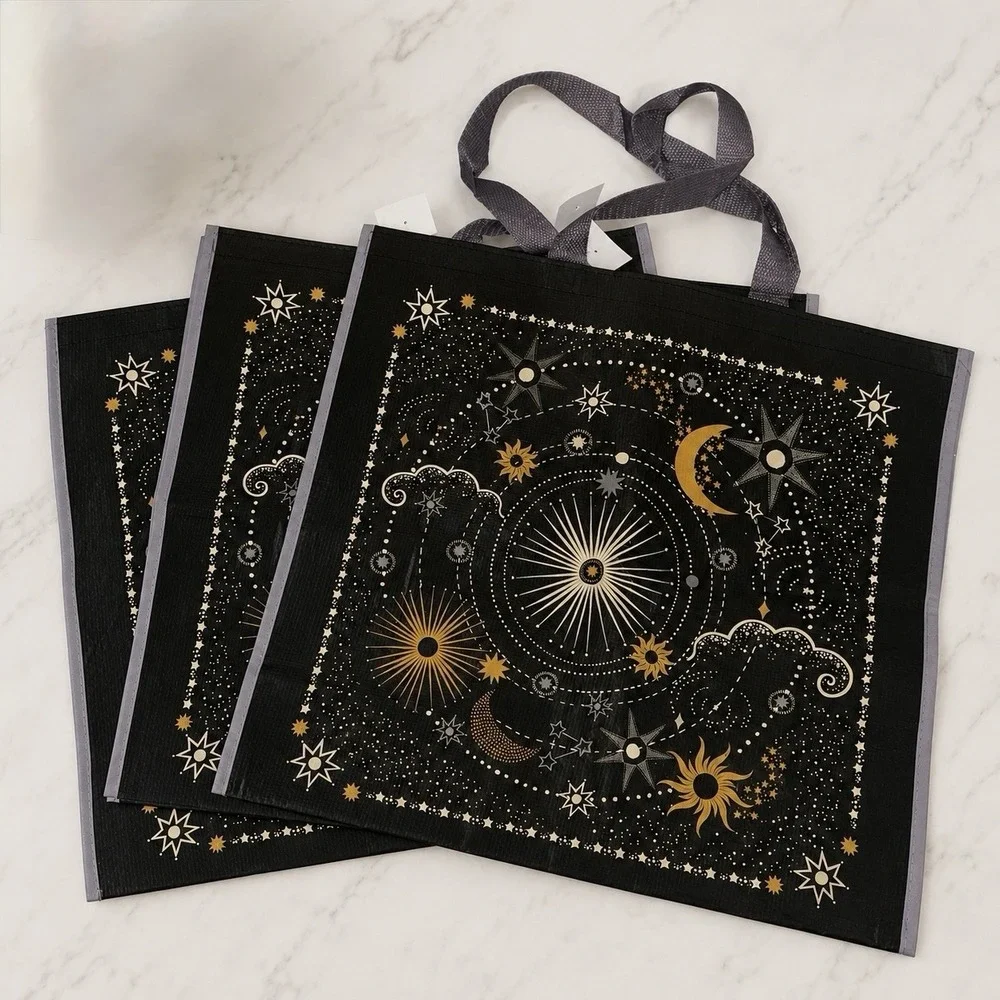 NWT Set Of 3 Viral Celestial Moon‎ Star Reusable Homegoods Tote Bags Ecofriendly